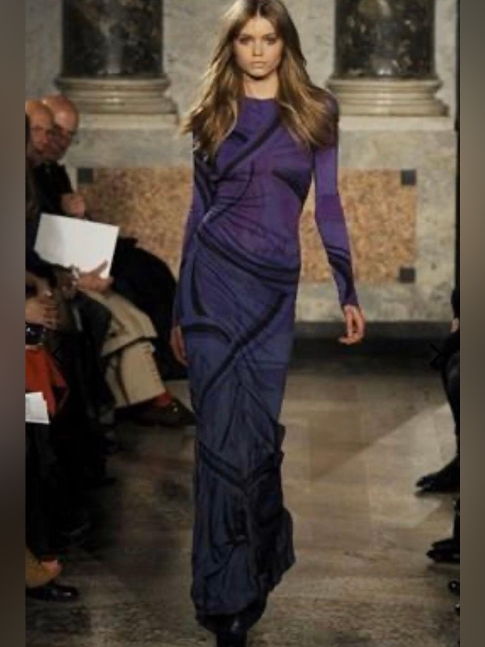 Emilio Pucci Purple & Black Abstract Print Long Sleeve Maxi Dress Size 42 NWT